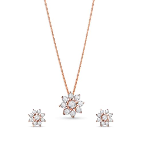 ZAVYA 925 Sterling Silver Enigmatic Floral Rose Gold Plated Jewelry Set | Gift for Women and Girls | - Authentic ZAVYA Accessories | UrbanThreads - Image 2