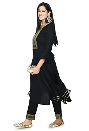 Black Pakistani Salwar Suit Set with Dupatta | UrbanThreads.in - Image 5