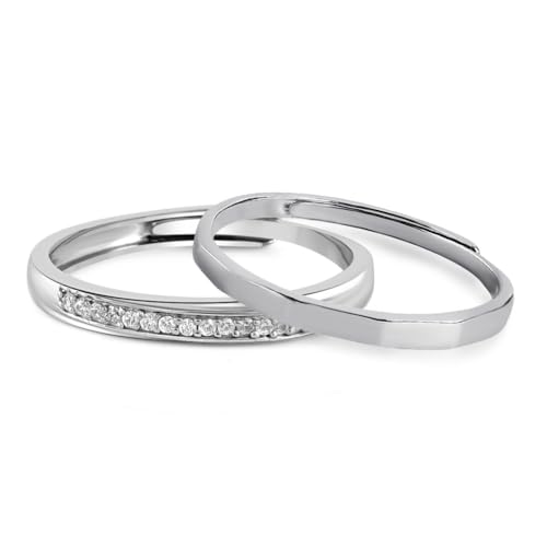 ZAVYA 925 Sterling Silver Rhodium Plated Couple Ring Combo | Gifts for Men & Women | With Certificat - Authentic ZAVYA Accessories | UrbanThreads - Image 2