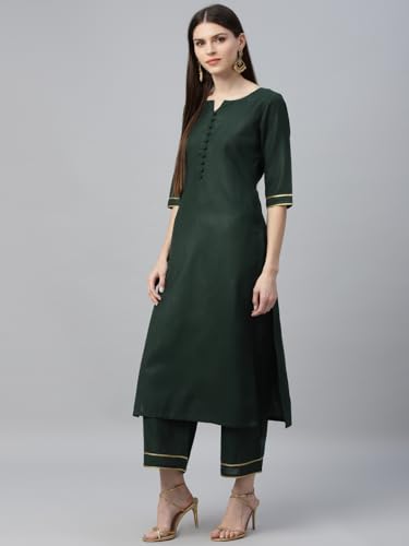 Libas Womens Solid Cotton Straight Kurta With Palazzos and Dupatta - Authentic Libas Clothing | UrbanThreads - Image 4