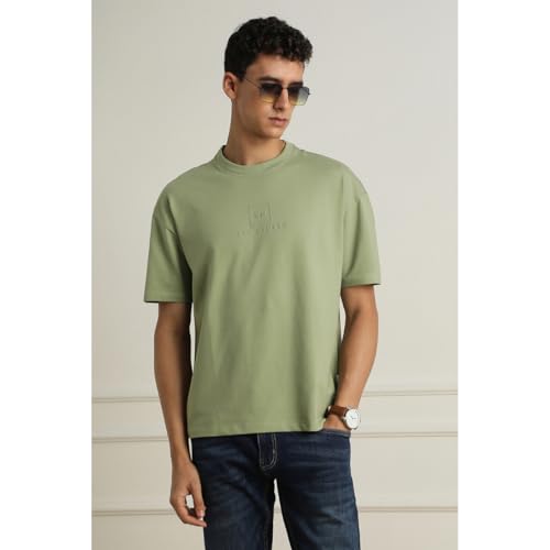 Van Heusen Men's Premium Cotton Oversized Drop Shoulder Brand Logo T-Shirt - Authentic Van Clothing | UrbanThreads - Image 5