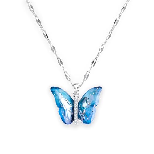 SALTY Blue Winged Butterfly Pendant Necklace for Women - Image 2