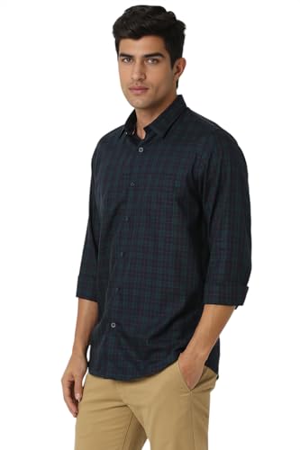 Peter England Black Check Shirt Slim Fit Cotton - Image 3