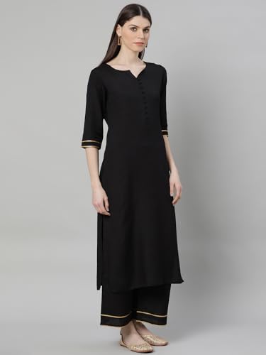 Libas Womens Solid Cotton Straight Kurta With Palazzos and Dupatta - Authentic Libas Clothing | UrbanThreads - Image 5