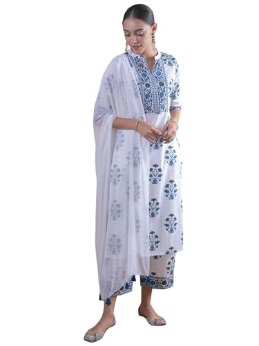 Libas Womens Printed Cotton Straight Kurta With Palazzos and Dupatta - Authentic Libas Clothing | UrbanThreads - Image 2