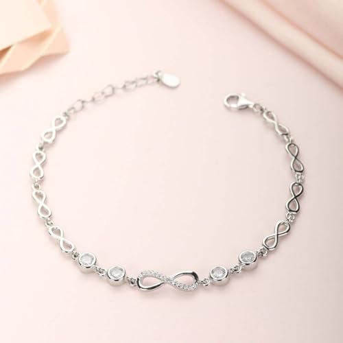 ZAVYA 925 Sterling Silver CZ Infinity Adjustable Bracelet - Image 5
