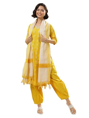 Libas Womens Woven Design Cotton Blend Straight Kurta With Salwar and Dupatta - Authentic Libas Clothing | UrbanThreads - Image 2