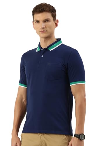 Peter England Men's Cotton Blend Solid Regular Fit T-Shirt - Image 3