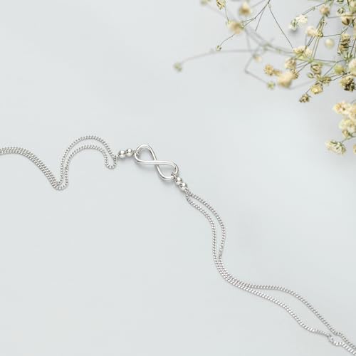 ZAVYA 925 Sterling Silver Layered Infinity Anklet Adjustable - Image 5