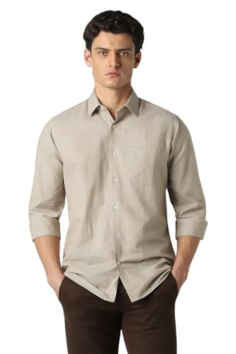 Van Heusen Men Cotton Linen Solid Modern Fit Shirt - Image 2