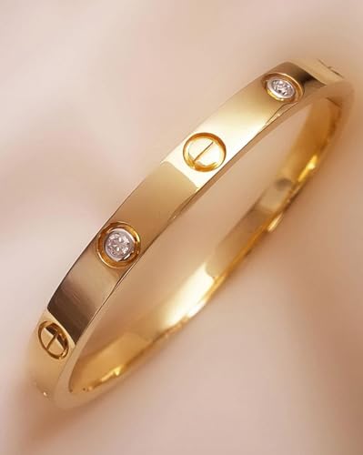 Shining Diva 18K Gold Plated Stainless Steel Crystal Bracelet - Image 5