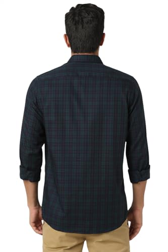 Peter England Black Check Shirt Slim Fit Cotton - Image 4