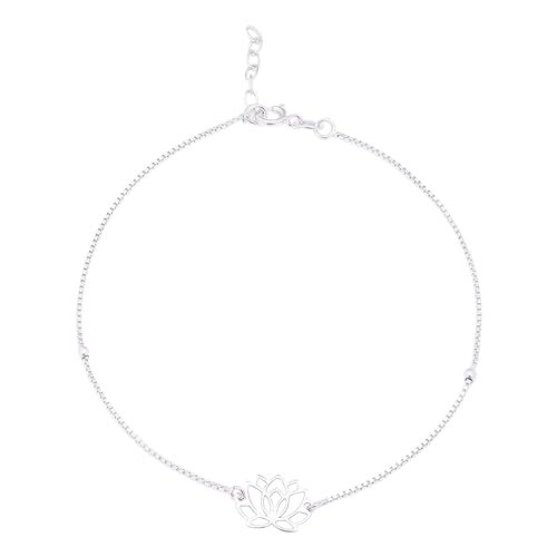 ZAVYA 925 Sterling Silver Lotus Floral Adjustable Anklet - Image 2