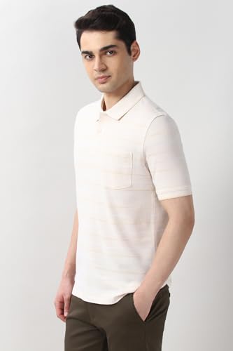 Peter England Men's Cotton-Polyester Fine Stripe Polo Shirt - Image 3