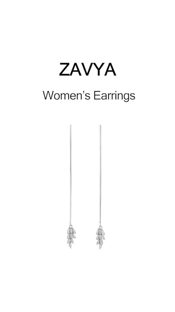 ZAVYA 925 Sterling Silver Rhodium Plated Earrings for Women - Image 3
