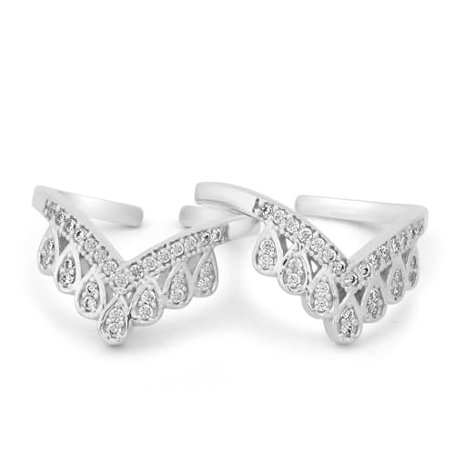 ZAVYA 925 Sterling Silver Rhodium Plated Toe-ring for Women - Image 2