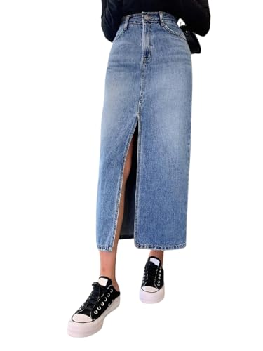 Leriya Fashion High Waist Denim Skirt for Women – Long Straight Fit Skirt's with Side Slit | Summer - Authentic Leriya Clothing | UrbanThreads - Image 2