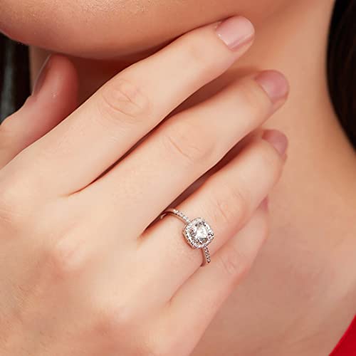 ZAVYA 925 Sterling Silver Designer Cubic Zirconia CZ Square Solitaire Rhodium Plated Adjustable Ring - Authentic ZAVYA Accessories | UrbanThreads - Image 5