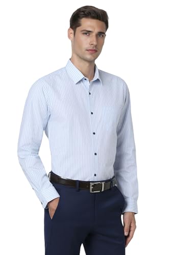 Peter England Men's Striped Slim Fit Formal Shirt - Image 5