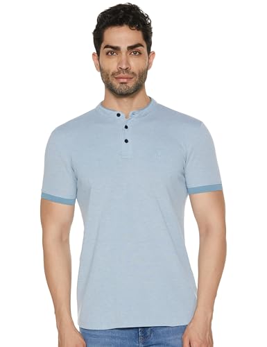 Allen Solly Men's Regular Fit Ribbed Solid Henley T-Shirt - Image 2