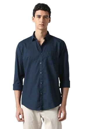 Van Heusen Men's Cotton Solid Slim Fit Casual Shirt