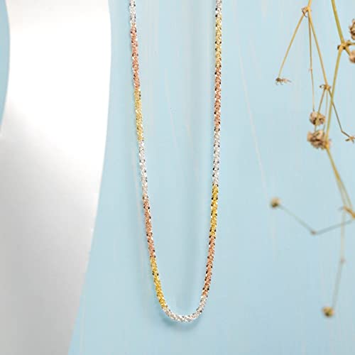 ZAVYA 925 Sterling Silver Twisted Accent Rhodium, Rose Gold &Gold Plated Chain Necklace|Gift for Wom - Authentic ZAVYA Accessories | UrbanThreads - Image 4