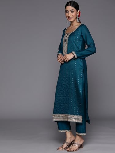 Golden Yellow Embroidered Silk Kurta Set with Dupatta | Urban Threads - Image 3