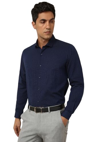 Peter England Men Slim Fit Full Sleeve Striped Shirt - Image 4