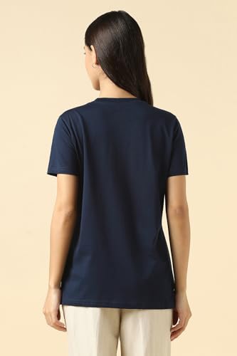 Allen Solly Women Cotton Regular Fit Crew Neck T-Shirt - Image 4