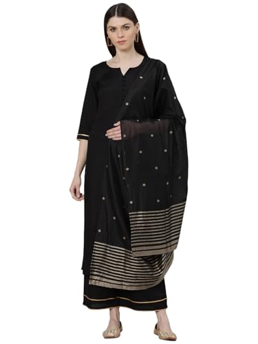 Libas Womens Solid Cotton Straight Kurta With Palazzos and Dupatta - Authentic Libas Clothing | UrbanThreads - Image 2