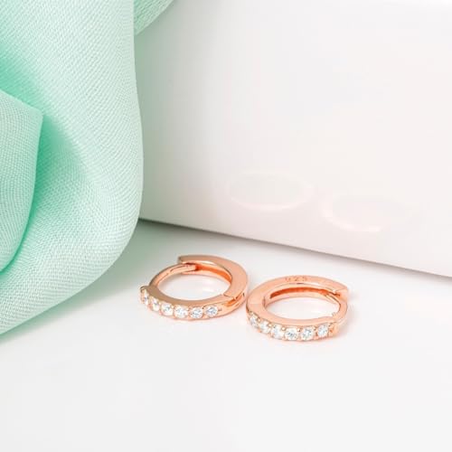 ZAVYA 925 Sterling Silver Cubic Zirconia Circular Rose Gold Plating Hoop Earrings | Gift for Women a - Authentic ZAVYA Accessories | UrbanThreads - Image 5