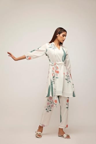 Leriya Fashion Women's Anarkali Floral Printed Rayon Kurta Pant Set | V-Neck Straight Kurti with 3/4 - Authentic Leriya Clothing | UrbanThreads - Image 5