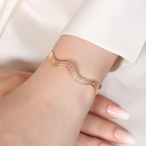 ZAVYA 925 Sterling Silver Triple Tone Charm Bracelet - Image 5