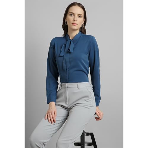 Van Heusen Women's Regular Fit Full Sleeve Tie Neck Formal Top - Authentic Van Clothing | UrbanThreads - Image 5