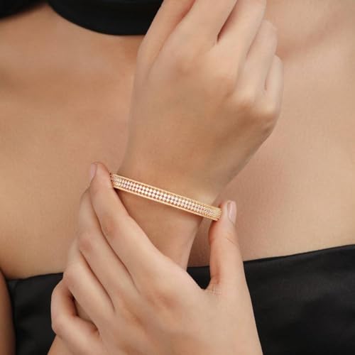 ZAVYA 925 Sterling Silver Gold Plated CZ Bangle for Women - Image 5