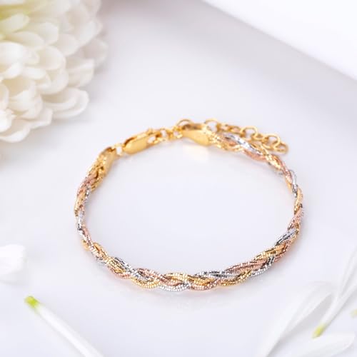 ZAVYA 925 Sterling Silver Triple Tone Chain Bracelet - Image 5