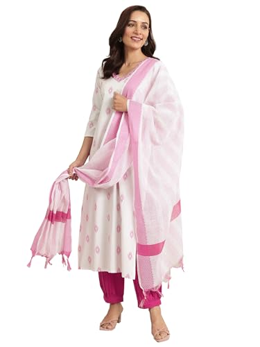 Libas Womens Woven Design Cotton Blend Straight Kurta With Salwar and Dupatta - Authentic Libas Clothing | UrbanThreads - Image 2