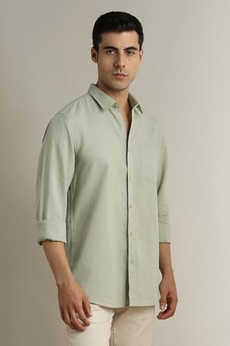 Peter England Men Cotton Blend Slim Fit Solid Shirt - Image 4