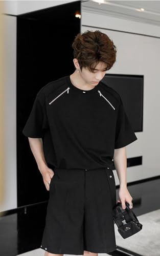 Leriya Fashion T-Shirt for Men's | Zip Plain Tshirt |Casual Stylish | Man Oversized Tee |Lycara Half - Authentic Leriya Clothing | UrbanThreads - Image 4