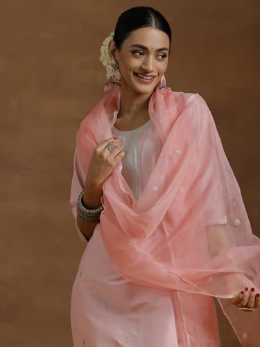 Libas Womens Embroidered Silk Blend Straight Kurta with Trousers and Dupatta - Authentic Libas Clothing | UrbanThreads - Image 5