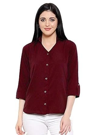 Leriya Fashion Women's Summer Cotton Plain Tops 3 4 Flare Sleeve Tie Knot Loose Casual Tops - Authentic Leriya Clothing | UrbanThreads