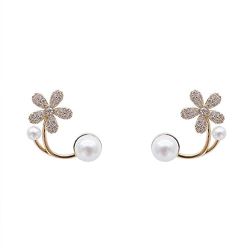 Shining Diva White Pearl Flower Earrings for Women and Girls - Image 2