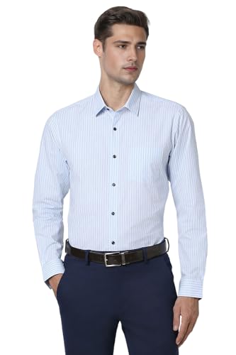 Peter England Men's Striped Slim Fit Formal Shirt - Image 2