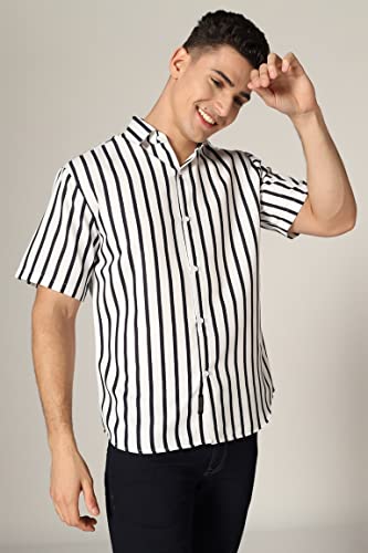 Leriya Fashion Men's Striped Regular Fit Shirt |Casual Shirts for Men | Stylish Printed | Rayon Half - Authentic Leriya Clothing | UrbanThreads - Image 4