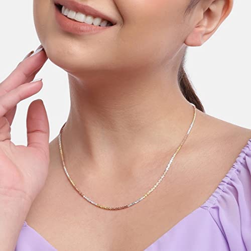 ZAVYA 925 Sterling Silver Twisted Accent Rhodium, Rose Gold &Gold Plated Chain Necklace|Gift for Wom - Authentic ZAVYA Accessories | UrbanThreads - Image 5