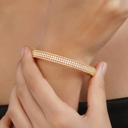 ZAVYA 925 Sterling Silver Gold Plated CZ Bangle for Women - Image 4