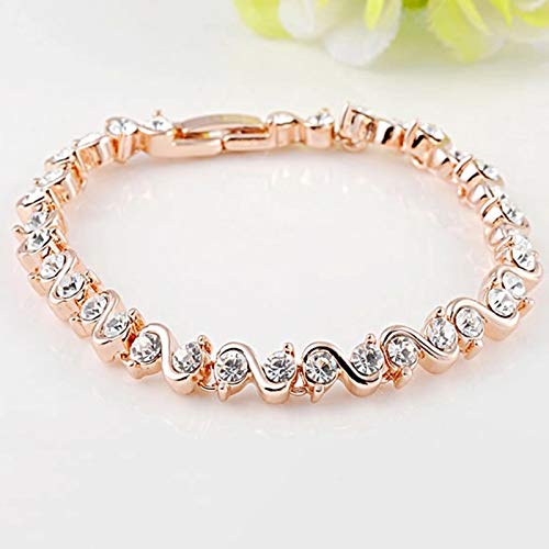 Shining Diva 18k Rose Gold-Plated Cubic Zirconia Bracelet for Women - Image 5