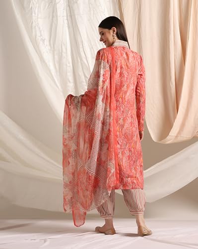 Leriya Fashion Women's Cotton Blend Multi Floral Foil Printed Ethnic Straight Shawl Collar Kurta & P - Authentic Leriya Clothing | UrbanThreads - Image 3