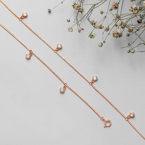 ZAVYA 925 Sterling Silver Rose Gold Plated Anklet Pair for Women | Gift for Women & Girls | With Cer - Authentic ZAVYA Fashion | UrbanThreads - Image 5