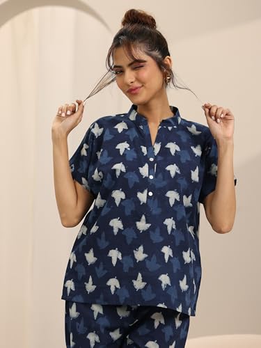 Libas Blue Printed Cotton Night Suit - Women's Sleepwear | UrbanThreads - Image 5